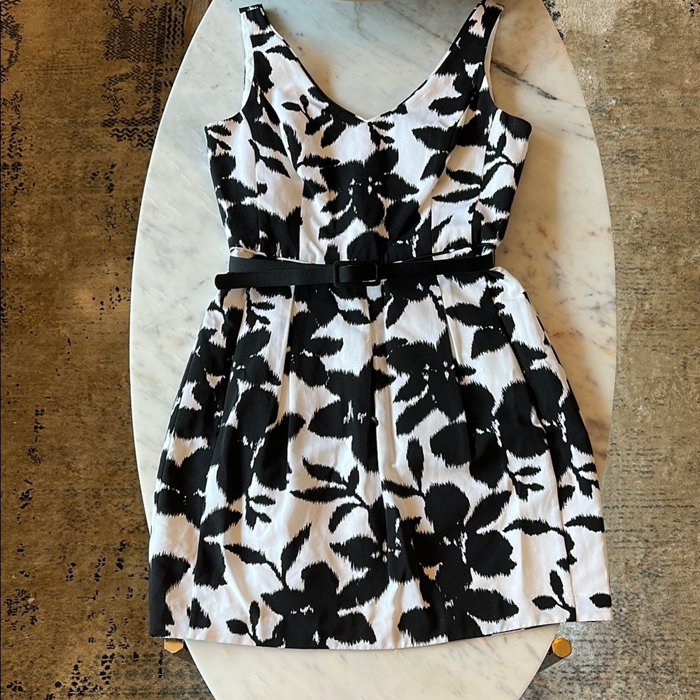 White House Black Market Pleated V-Neck Cocktail Dress
